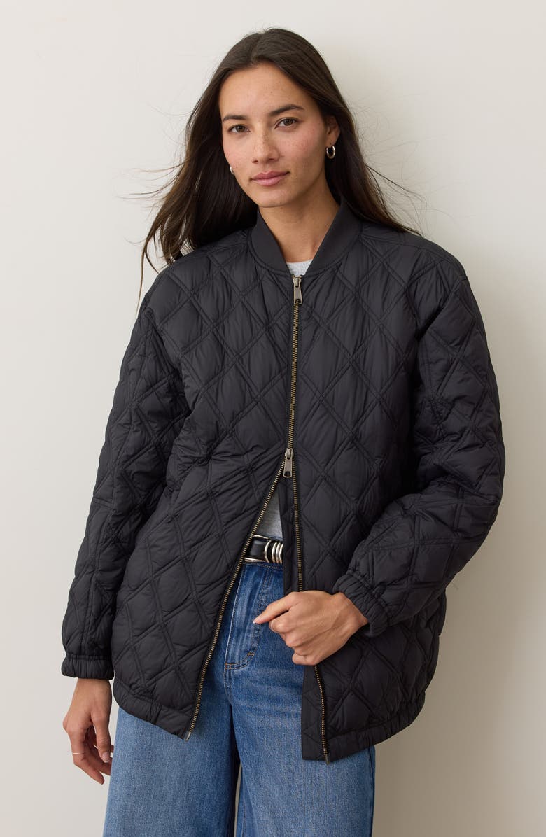 Marine Layer Marina Quilted Bomber Jacket, Alternate, color, Black