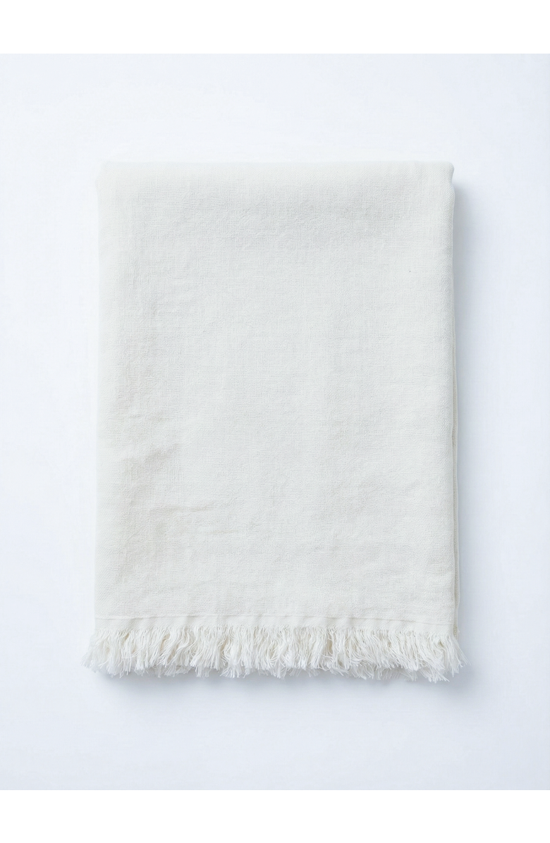 Anaya Reversible Linen Fringe Throw, Main, color, Bright White