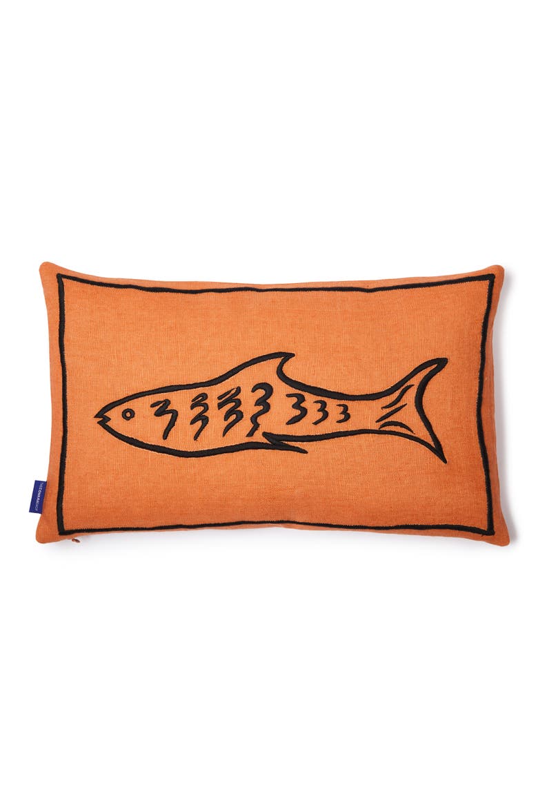 Fish Under the Sea Embroidered Accent Pillow, Main, color, ORANGE