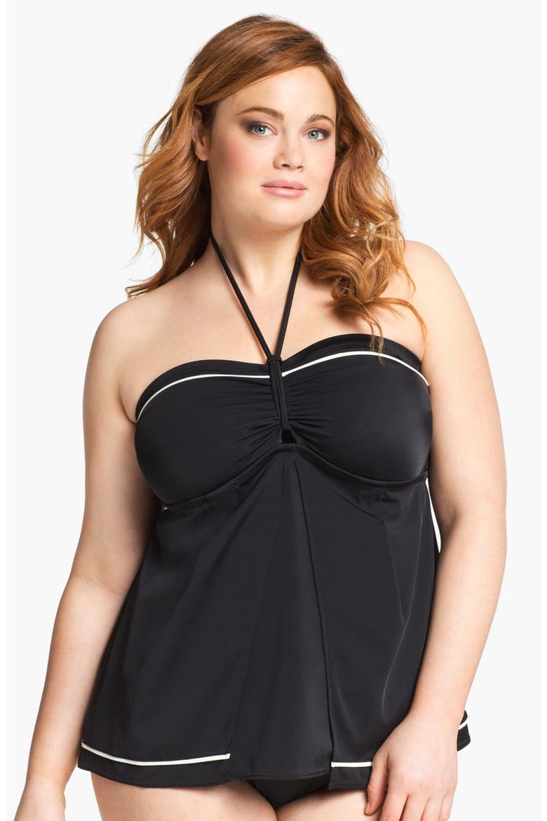 'Isis' Bandeau Layering Tankini Top, Main, color, BLACK