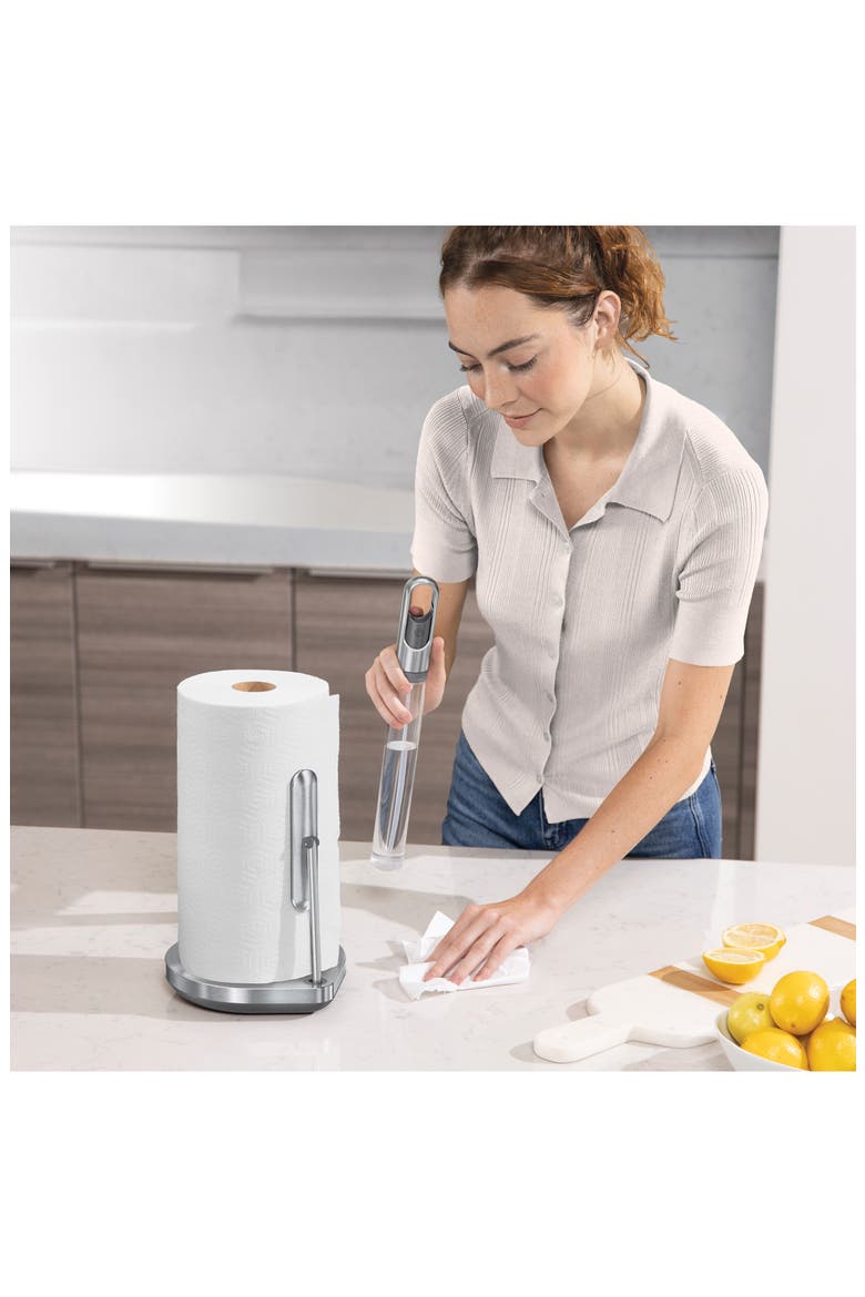 paper towel holder with spray, Alternate, color, BRUSHED STAINLESS STEEL