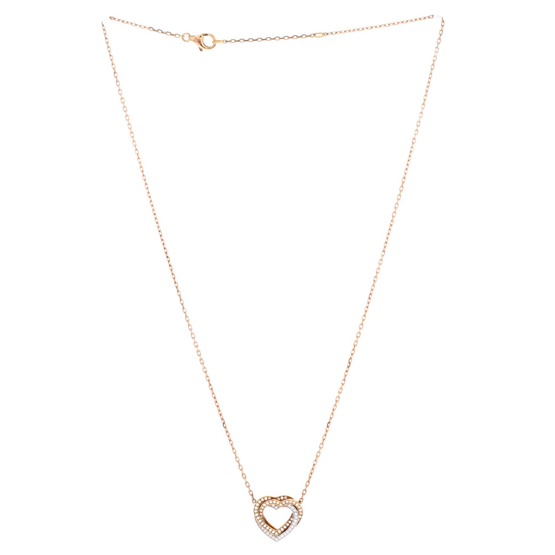 Trinity de Cartier Heart Pendant Necklace 18K Tricolor Gold with Pave Diamonds, Alternate, color, Metallic Gold