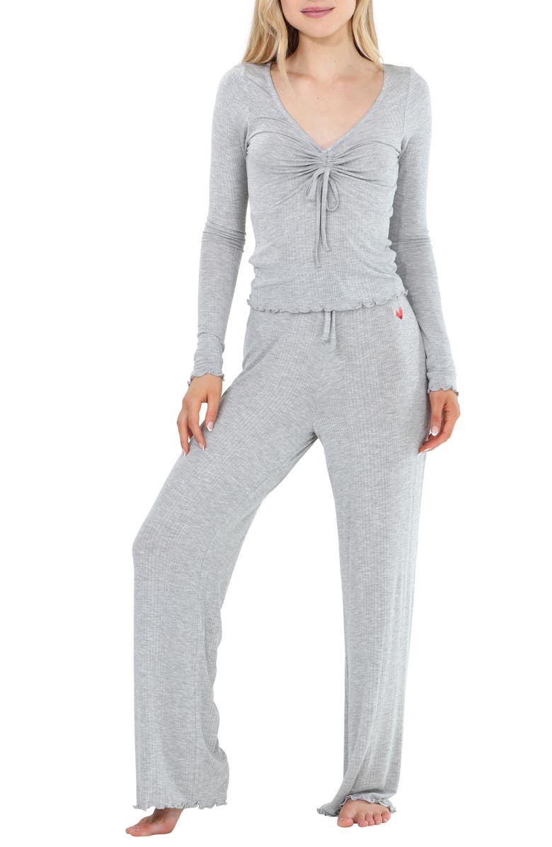 Honeydew Dreamland Lounge Rib Pajamas, Main, color, Heather Grey