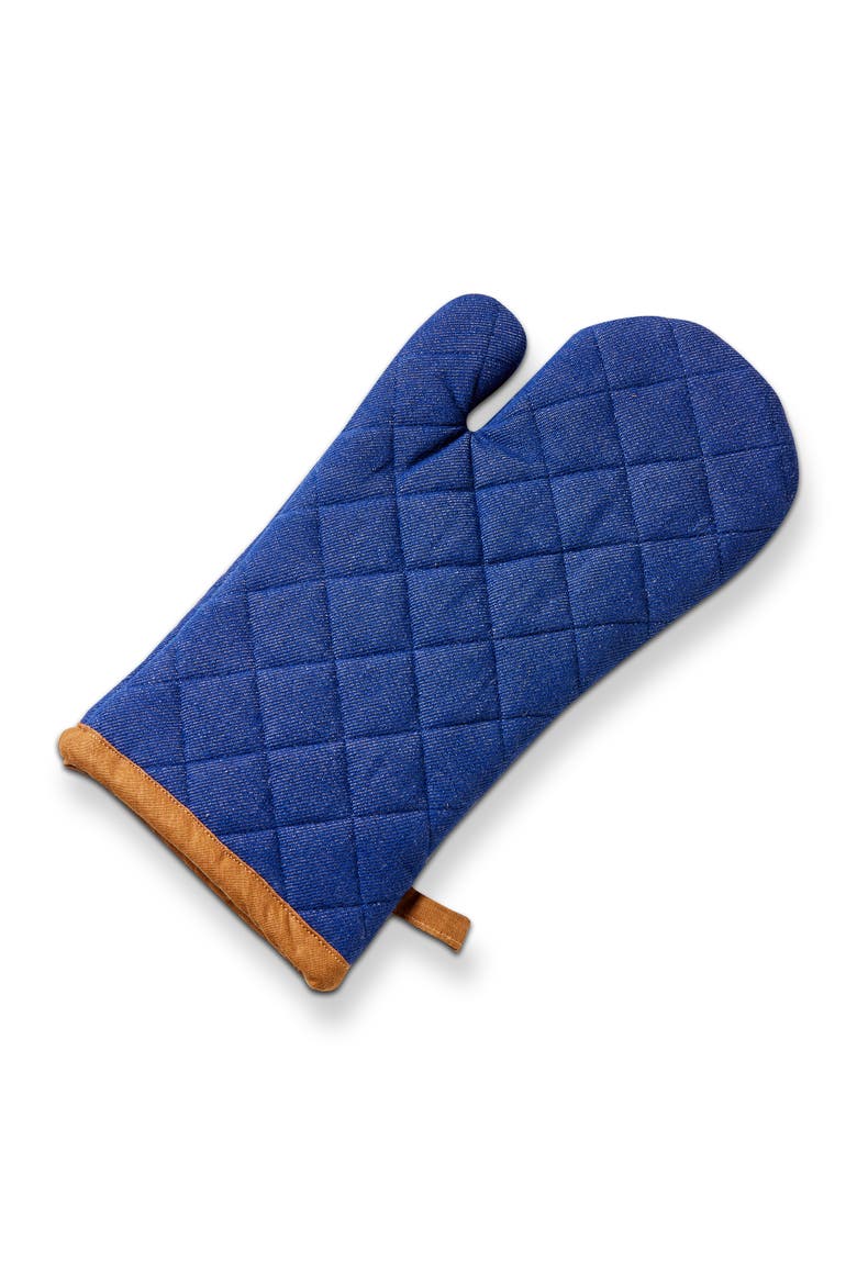 Grill Oven Mitt Blue Denim Cotton Summer, Main, color, Blue
