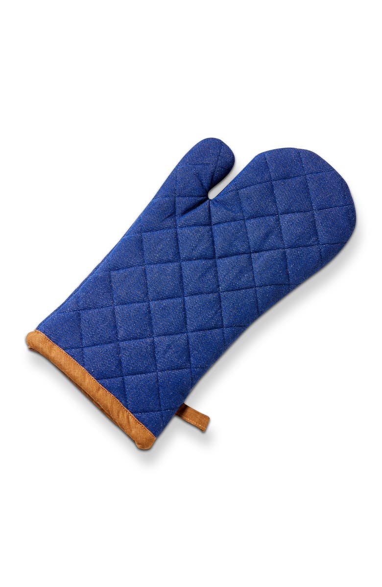 tag Grill Oven Mitt Blue Denim Cotton Summer, Main, color, Blue