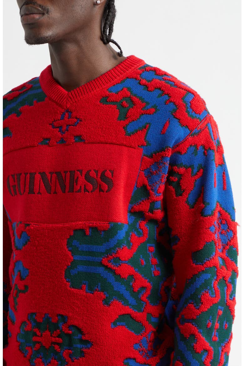 x Guinness Carpet Jacquard Wool Sweater, Alternate, color, RED