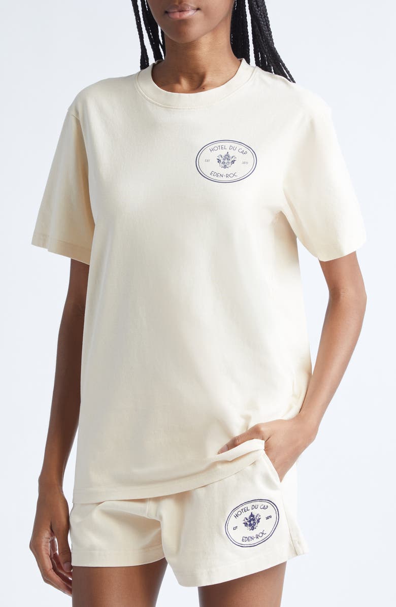 Sporty & Rich Kennedy Crest Cotton Graphic T-Shirt, Alternate, color, Cream