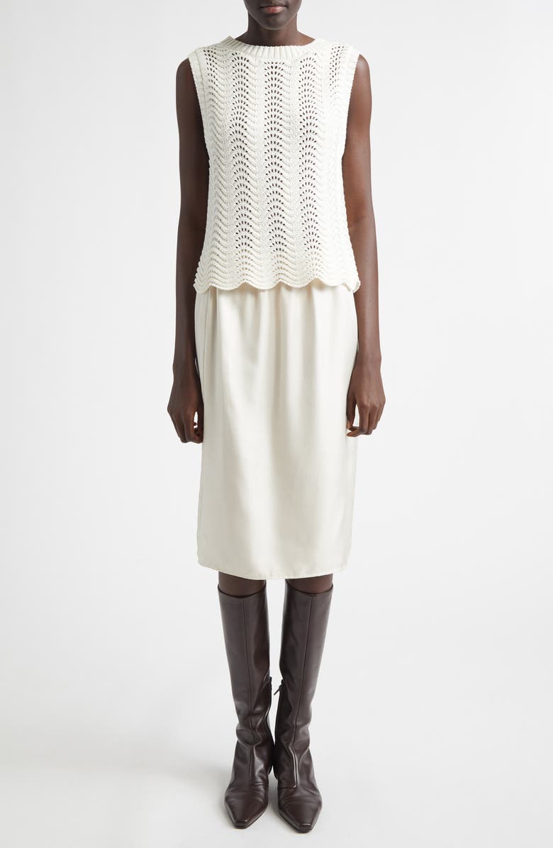 LOULOU DE SAISON Vittoria Open Knit Cotton Sleeveless Sweater, Alternate, color, Ivory