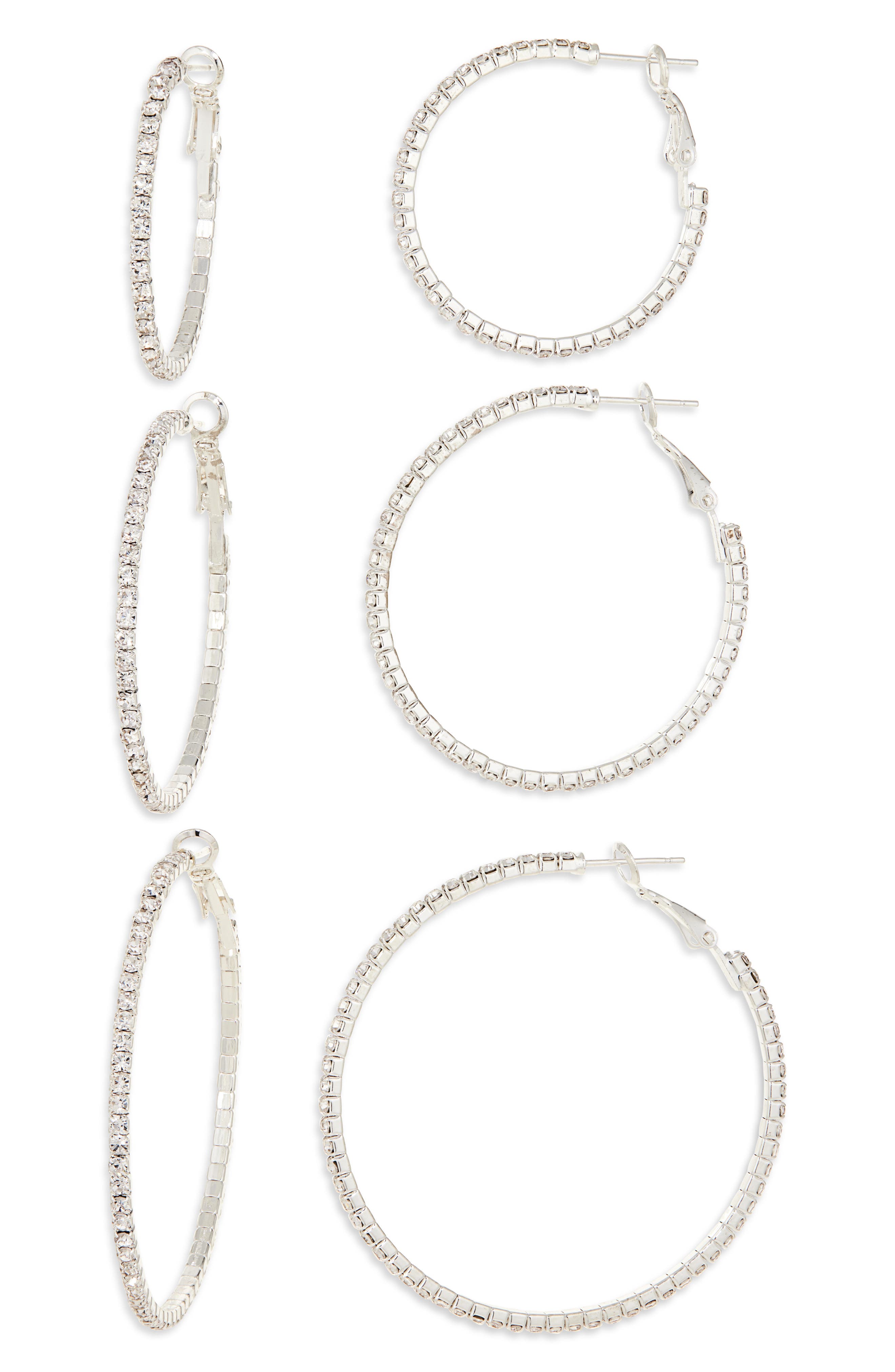 Tasha Set of 3 Crystal Hoop Earrings