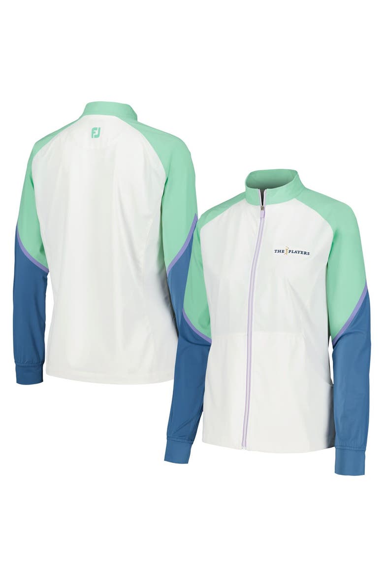Women's FootJoy White THE PLAYERS Color Block Full-Zip Jacket, Main, color, White
