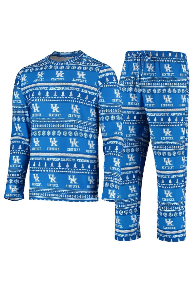 Men's Concepts Sport Royal Kentucky Wildcats Ugly Sweater Knit Long Sleeve Top and Pant Set, Main, color, Royal