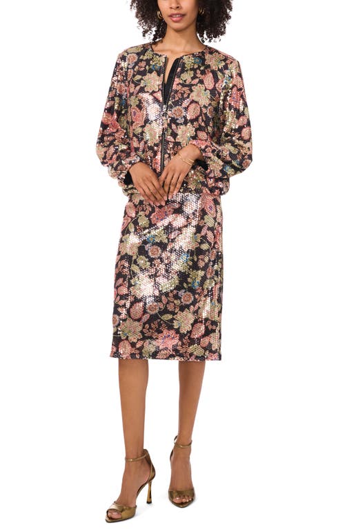 VINCE CAMUTO VINCE CAMUTO FLORAL SEQUIN BOMBER JACKET