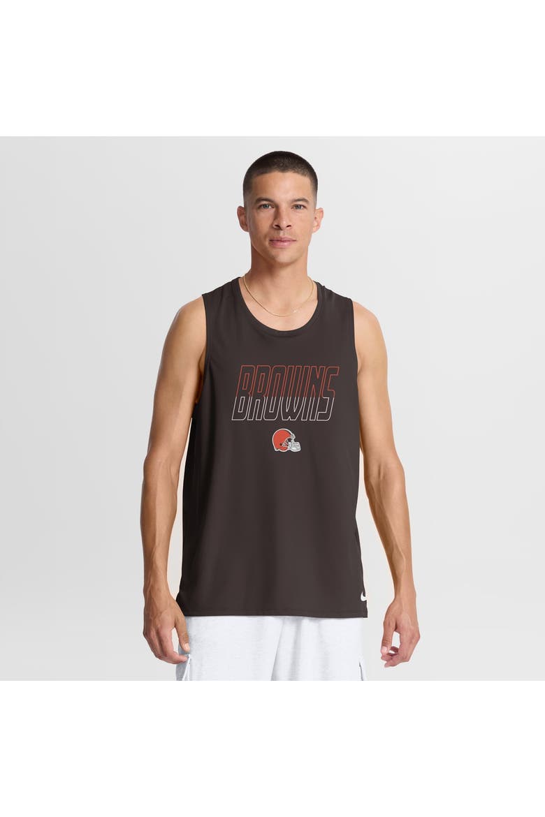 Men's Nike Brown Cleveland Browns Kickoff Miler Dri-FIT Tank​ Top, Main, color, Brown