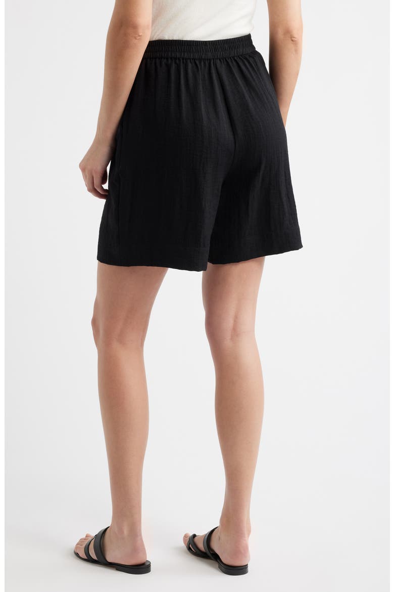 Pleat Front Bermuda Shorts, Alternate, color, BLACK