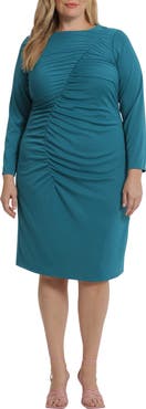 Donna Morgan Ruched Long Sleeve Sheath Dress
