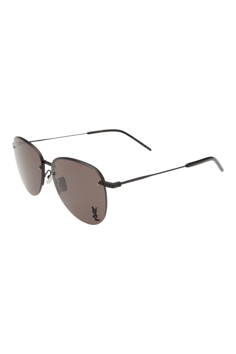 61mm Aviator Sunglasses, Alternate, color, BLACK