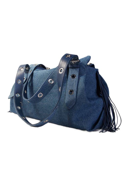 Maje Denim Miss M Xl Bag In Blue Jean