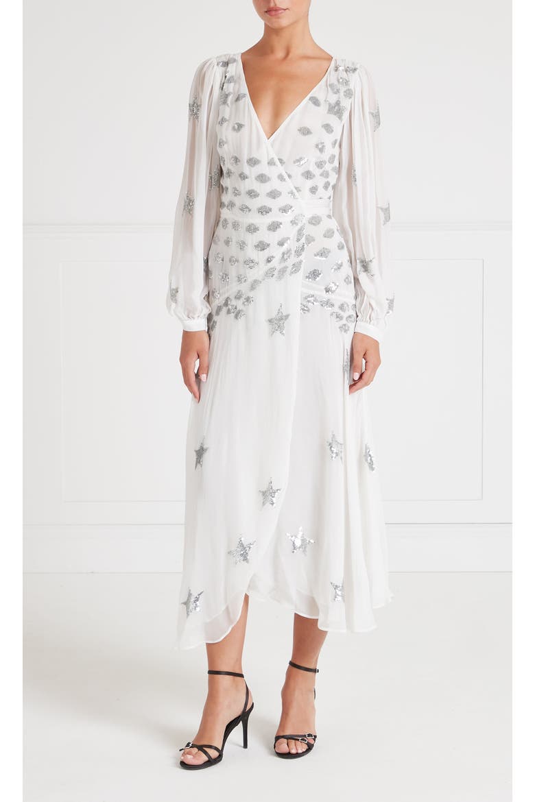 Etoile Wrap Dress, Main, color, White Mix