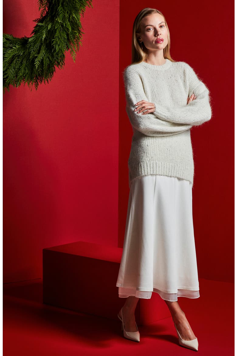 Seamed Layered Midi Skirt, Alternate, color, IVORY TOFU