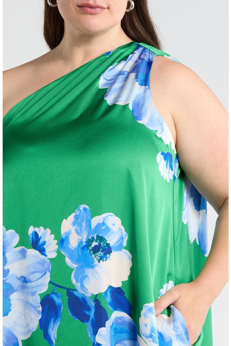 Glena Floral One Shoulder Maxi Dress, Alternate, color, GREEN-BLUES