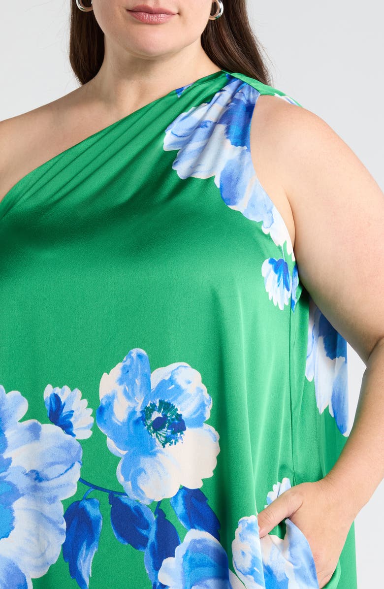 SUGARLIPS Glena Floral One Shoulder Maxi Dress, Alternate, color, Green-Blues