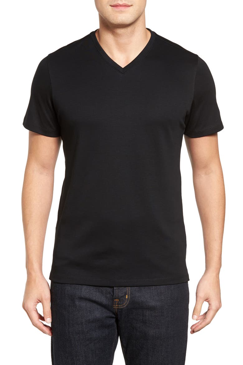 Georgia Regular Fit V-Neck T-Shirt, Main, color, BLACK
