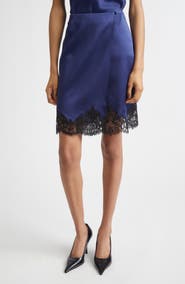 Stella McCartney Iconic Lace Trim Satin Wrap Skirt