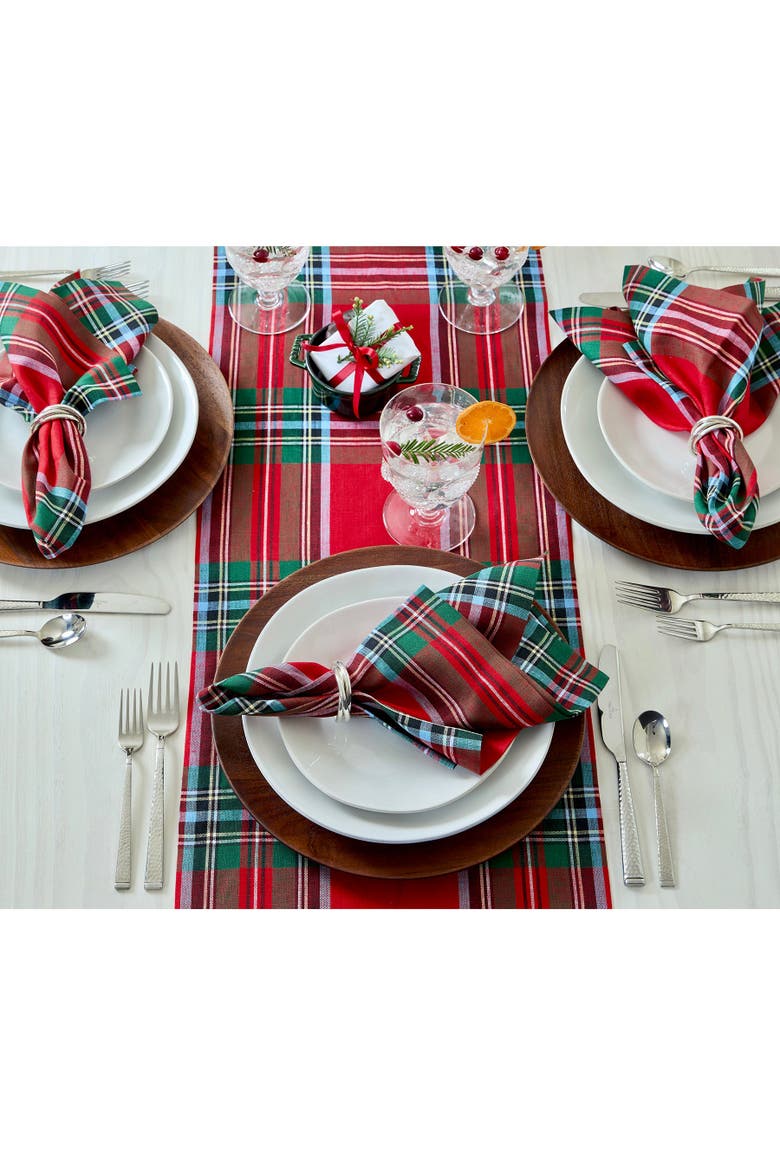 Linen Dinner Napkins Set of 4, 20 x 20" - Madras Holiday Plaid, Alternate, color, Red
