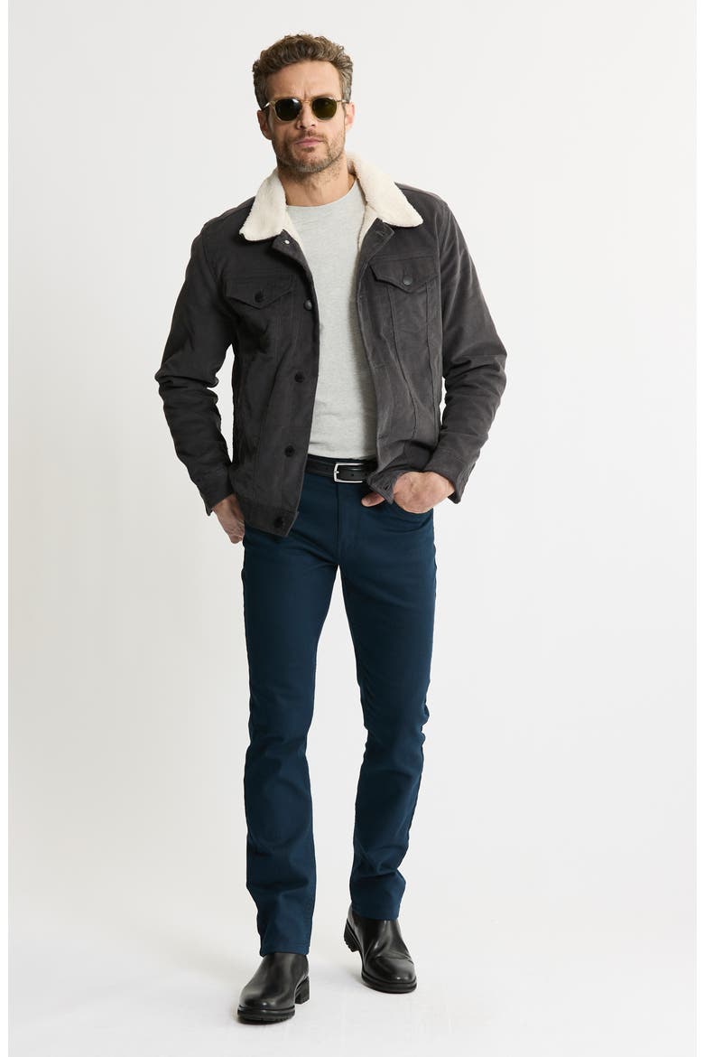 Corduroy Faux Shearling Lined Trucker Jacket, Alternate, color, GREY