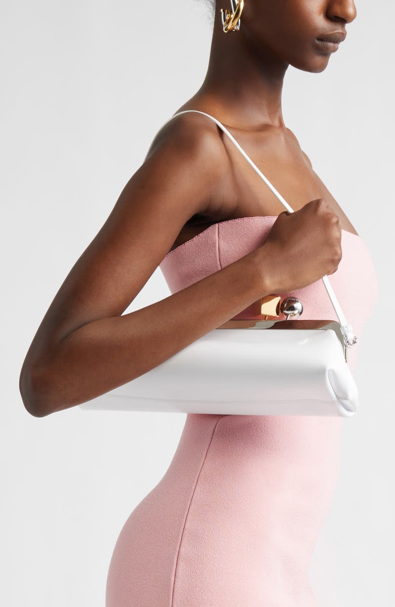 Jacquemus La Pochette Salon Patent Leather Clutch, Alternate, color, White 100