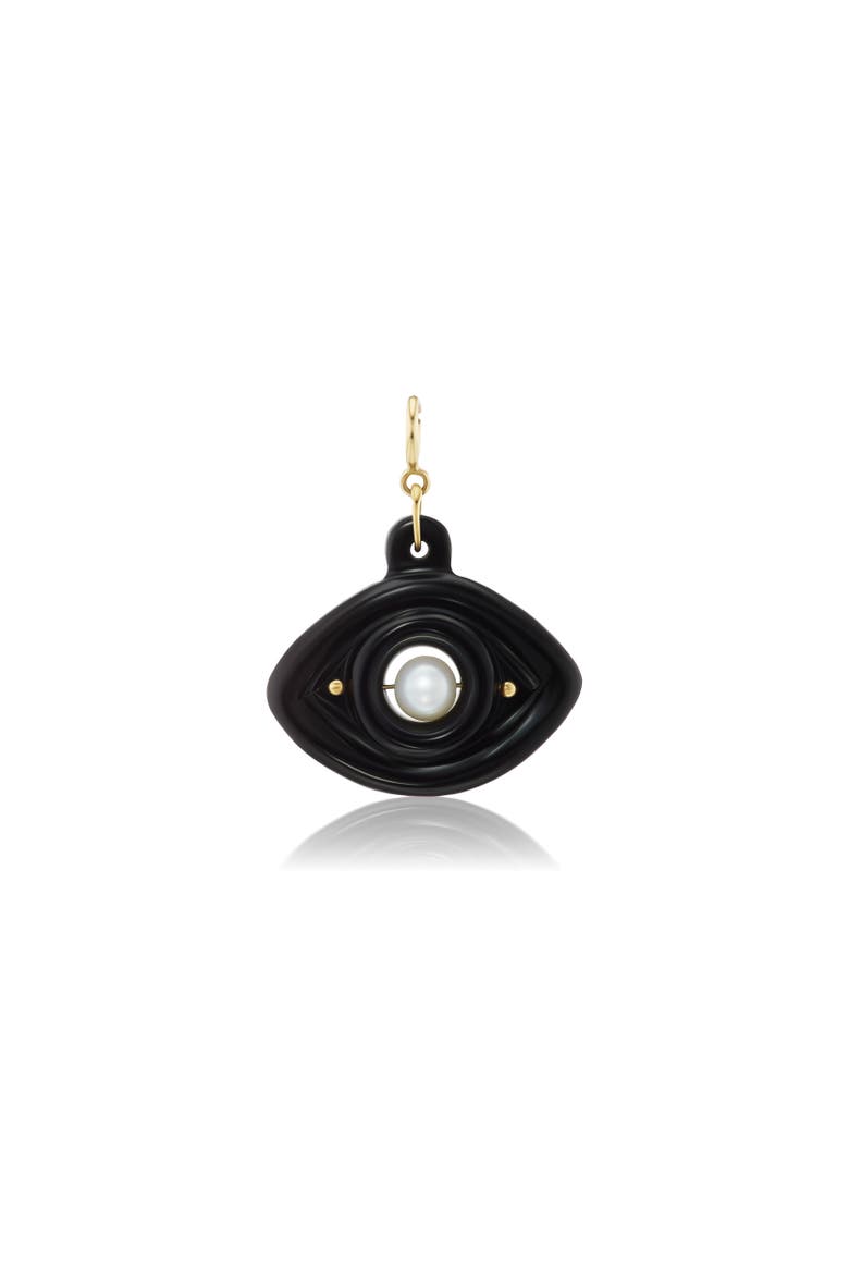 Black Onyx Carved Crystal Eye Charm, Main, color, Black Onyx