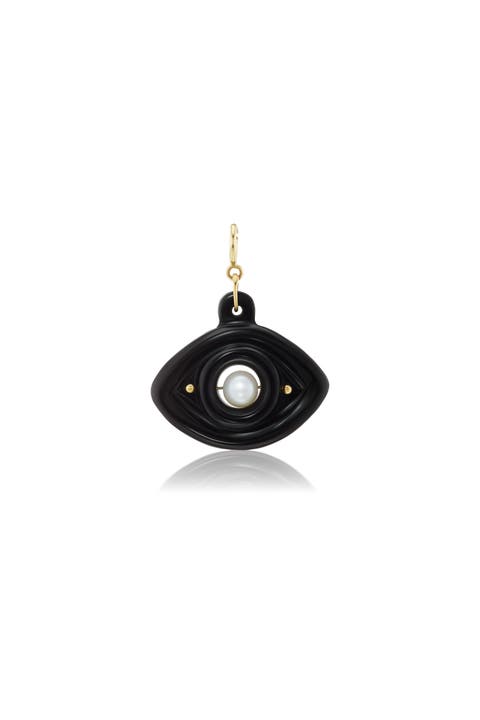 Black Onyx Carved Crystal Eye Charm