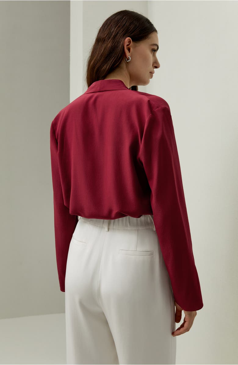 Lilysilk Women's Silk Crêpe de Chine Long Sleeve Blouse, Alternate, color, Cherry Red