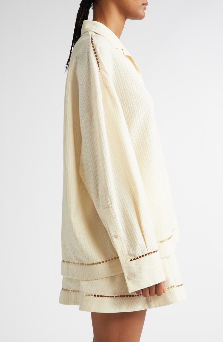 Golden Goose Texture Stripe Oversize Button-Up Shirt, Alternate, color, Shortbread