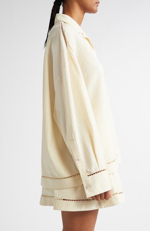Golden Goose Texture Stripe Oversize Button-up Shirt In Shortbread