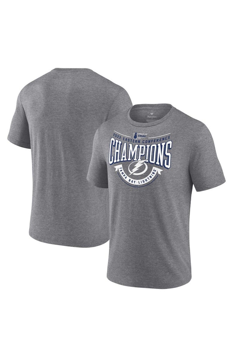 FANATICS Men's Fanatics Branded Heathered Gray Tampa Bay Lightning 2022 Eastern Conference Champions Go Ahead Goal Tri-Blend T-Shirt, Main, color, 