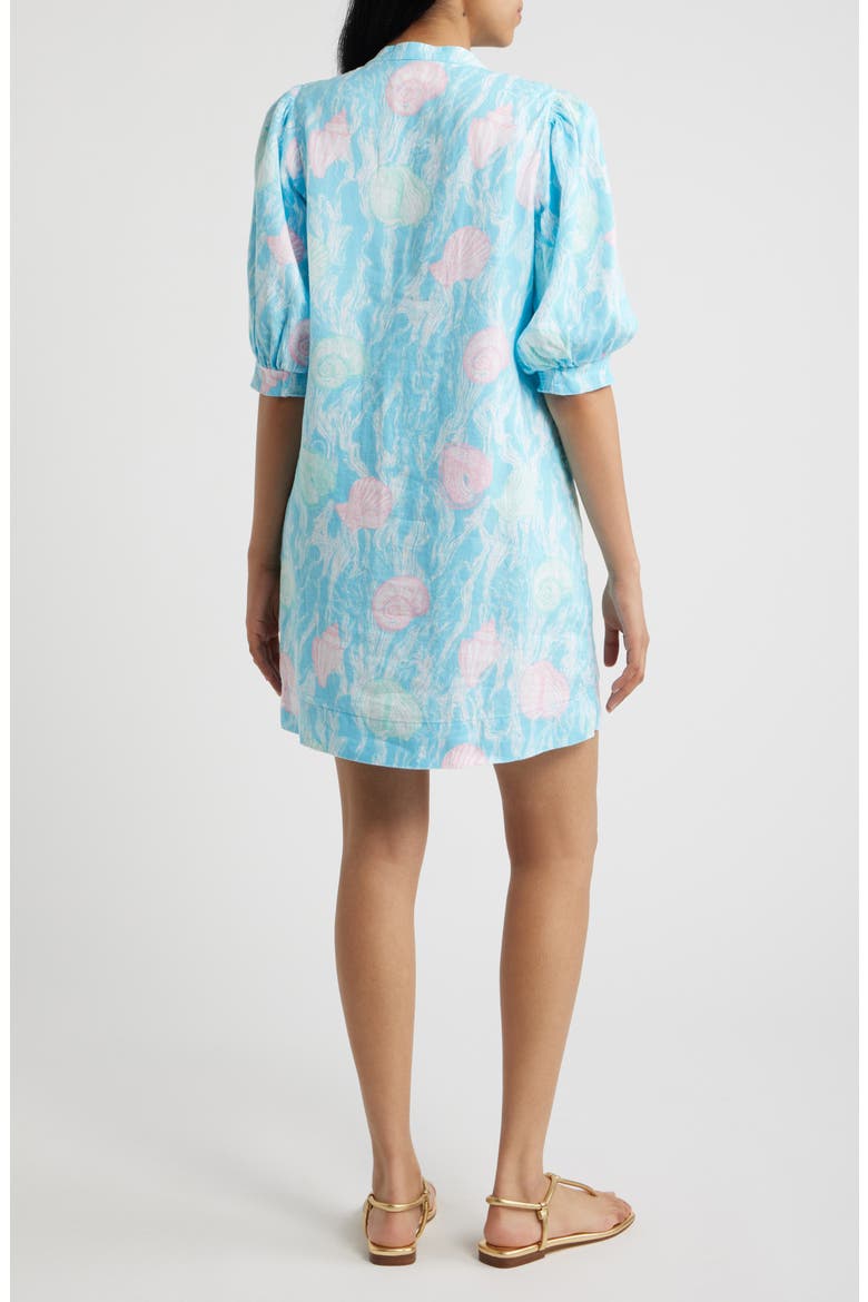 Mialeigh Shell Print Shift Dress, Alternate, color, CAPRI BLUE SHELDEN
