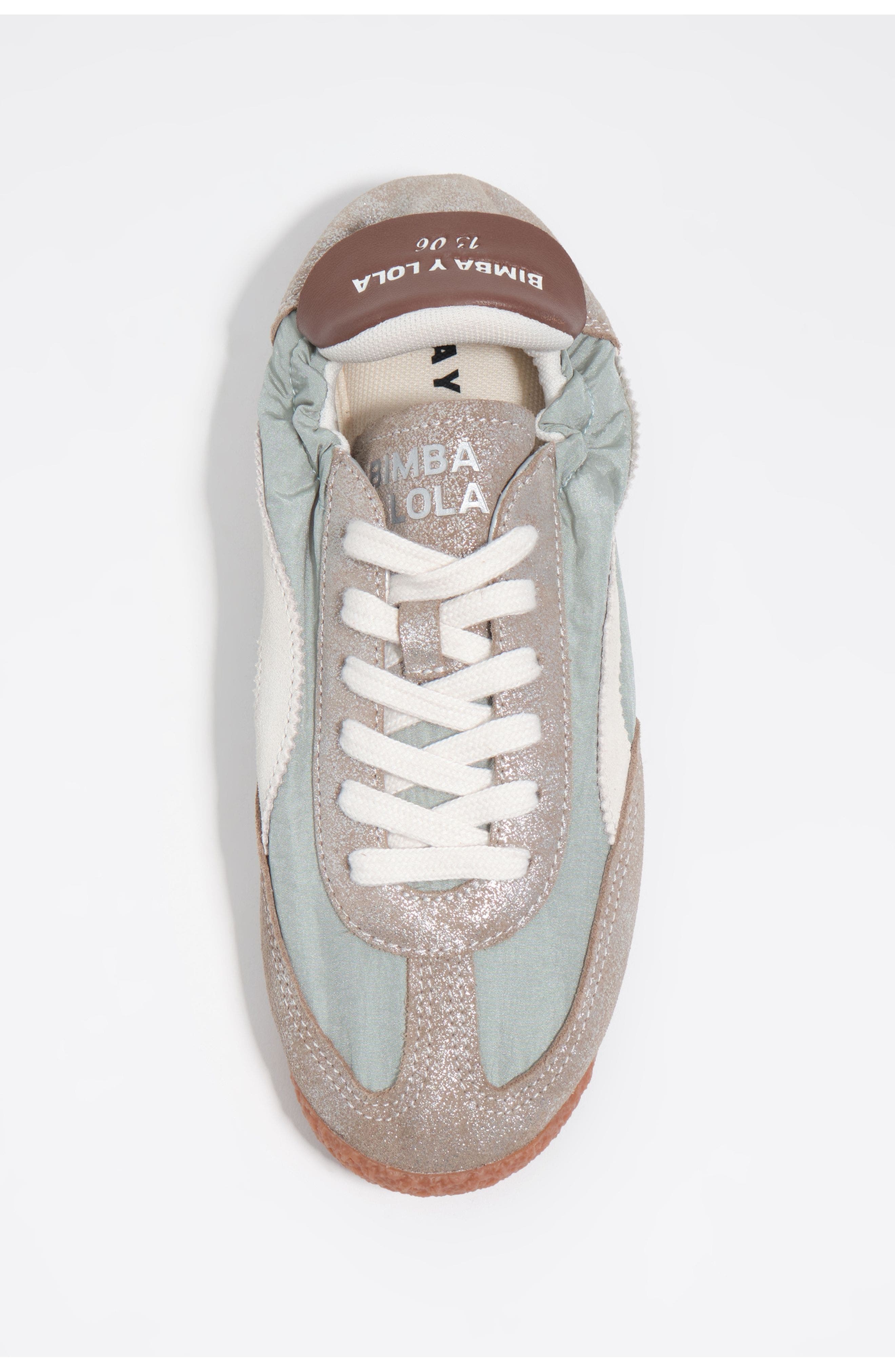 Bimba y Lola Suede & Nylon Elastic Sneakers, Alternate, color, Silver