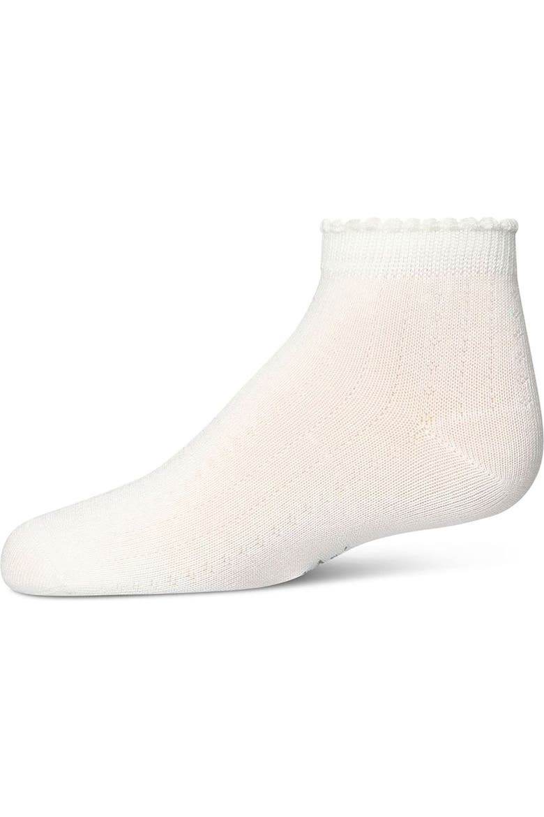 Ditsy Floral Scalloped Cuff Anklet Sock, Main, color, Winter White