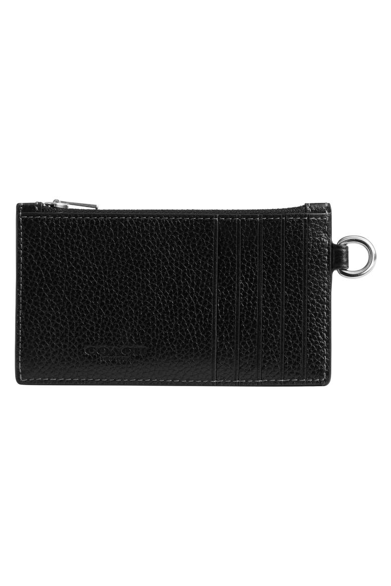 Leather Zip Card Case, Alternate, color, BLACK