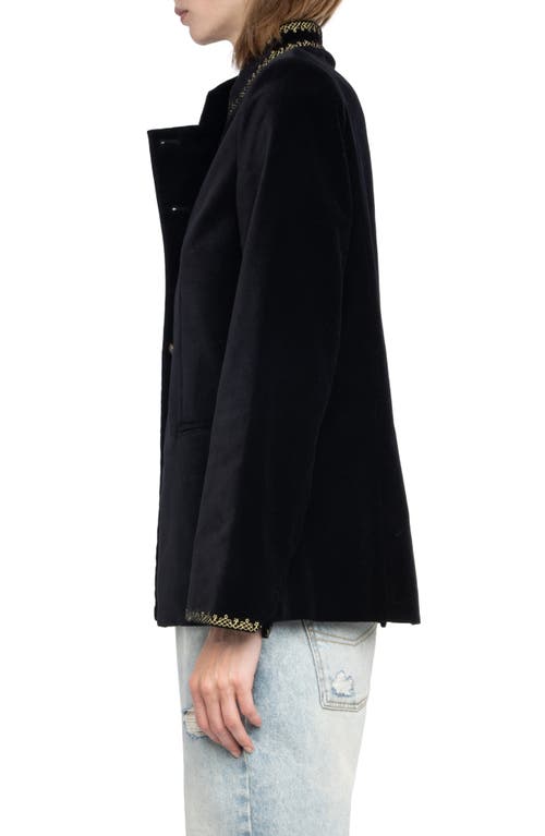 Zadig & Voltaire Verysa Brocade Collar Velveteen Jacket In Black