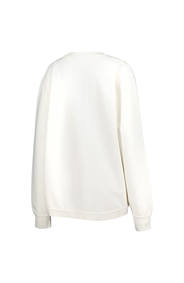 PRESSBOX Women's Pressbox Cream Johns Hopkins Blue Jays Comfy Cord Vintage Wash Basic Arch Pullover Sweatshirt, Alternate, color, 