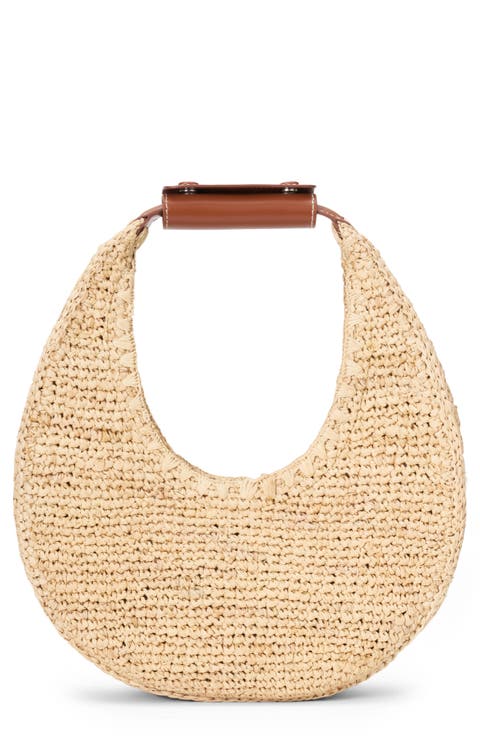 STAUD ショルダーバッグ ラフィア Staud + Raffia Micro Moon Bag