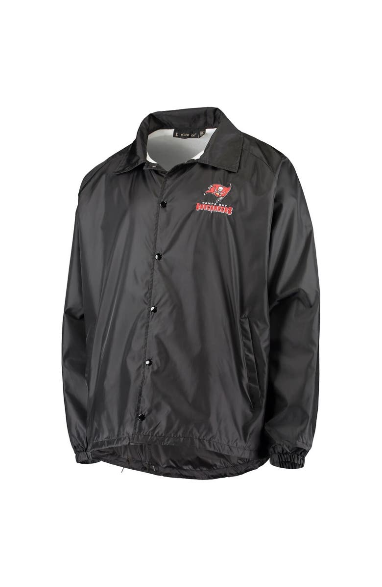 DUNBROOKE Men's Black Tampa Bay Buccaneers Coaches Classic Raglan Full-Snap Windbreaker Jacket, Alternate, color, Black