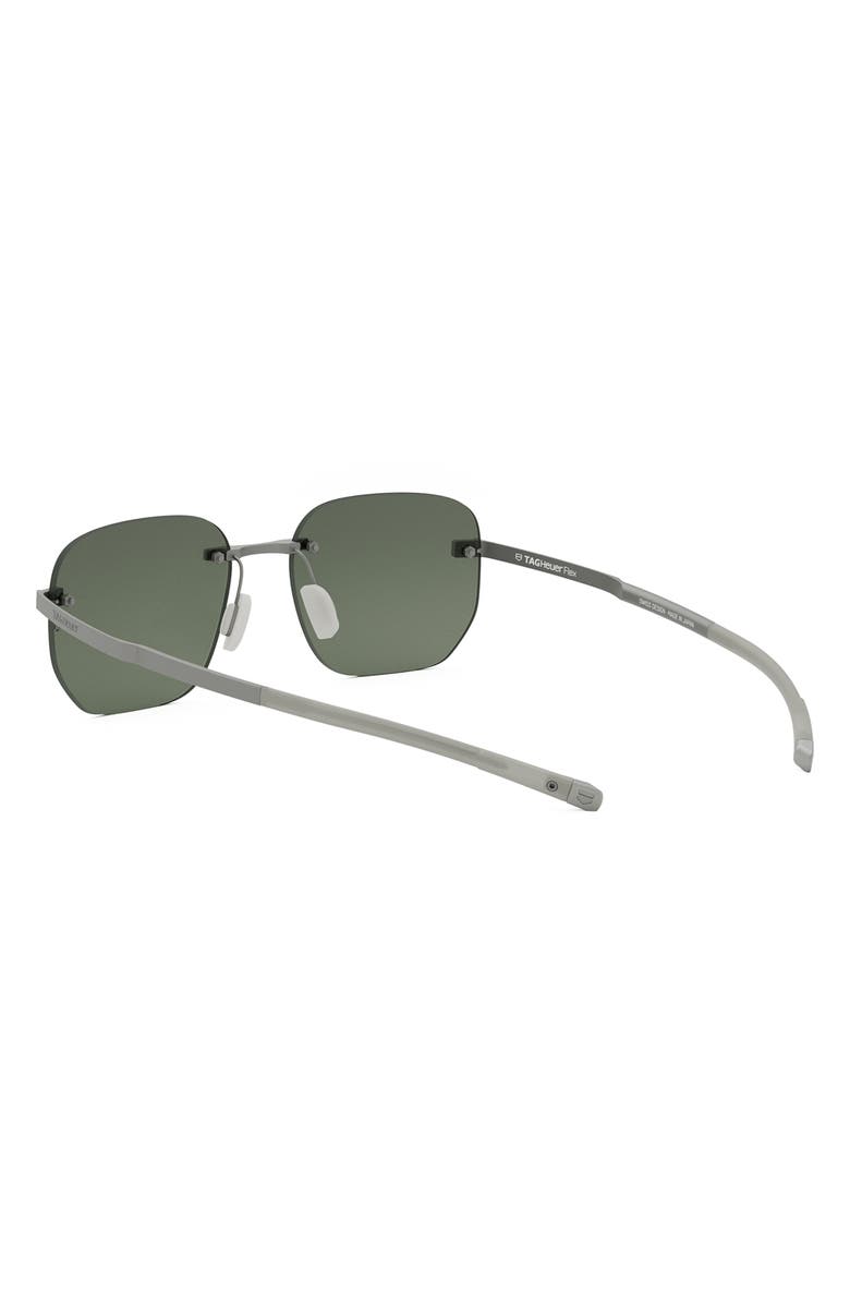 TAG Heuer Flex 55mm Polarized Geometric Sunglasses, Alternate, color, Matte Palladium / Green Polar