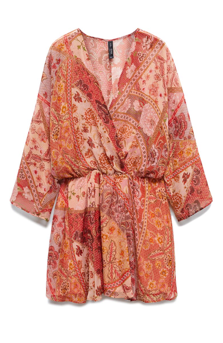 MANGO Print Long Sleeve Chiffon Minidress, Alternate, color, 