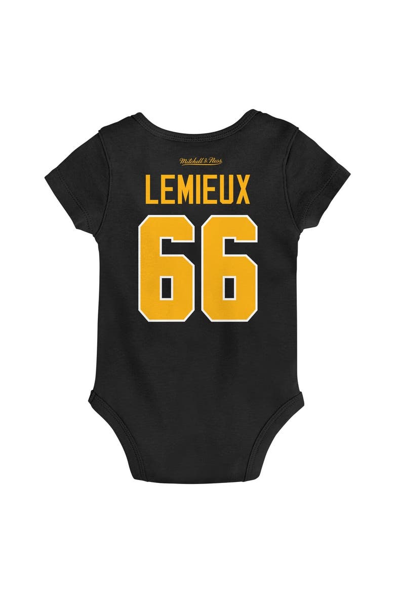 Infant Mitchell & Ness Mario Lemieux Black Pittsburgh Penguins Captain Patch Name & Number Bodysuit, Alternate, color, Black