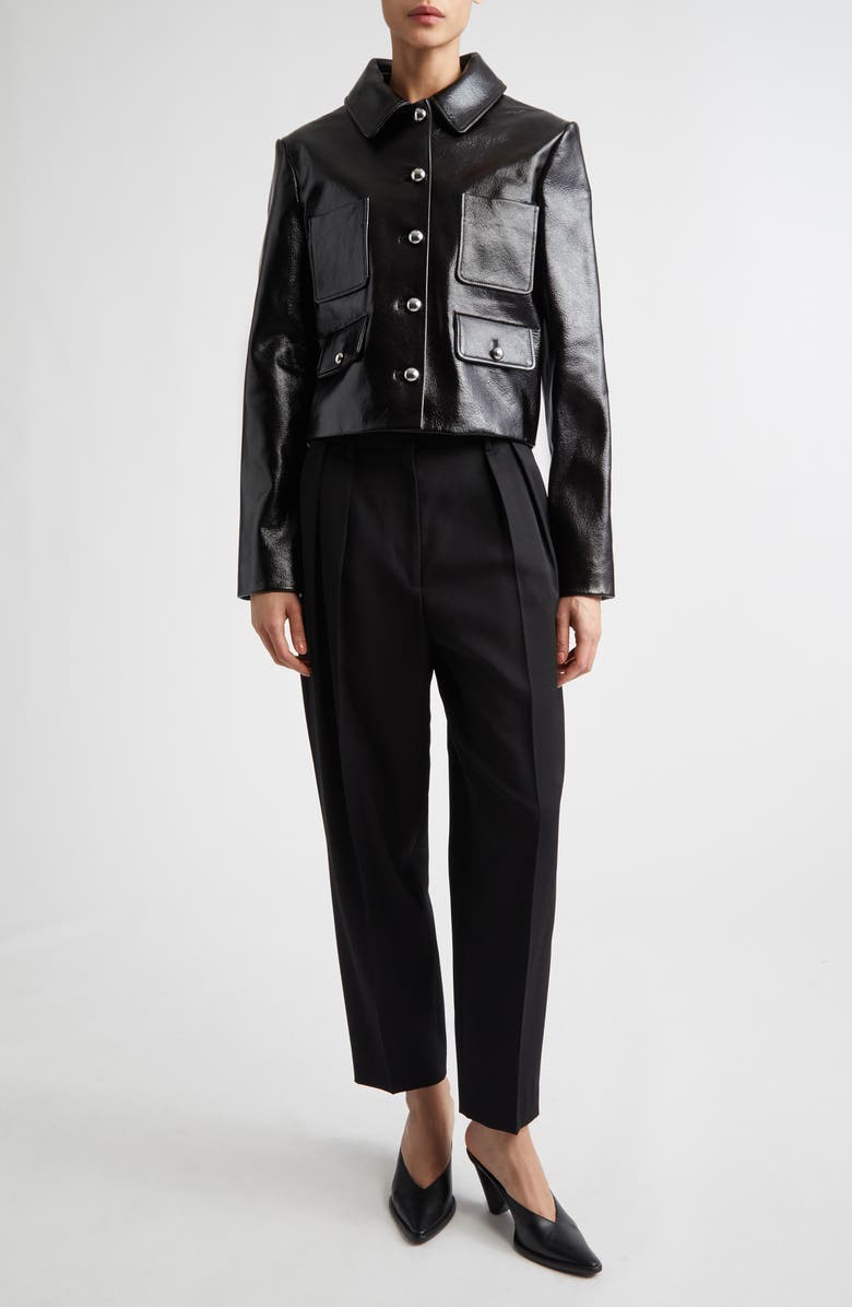 Altuzarra Astley Lambskin Leather Jacket, Main, color, Black