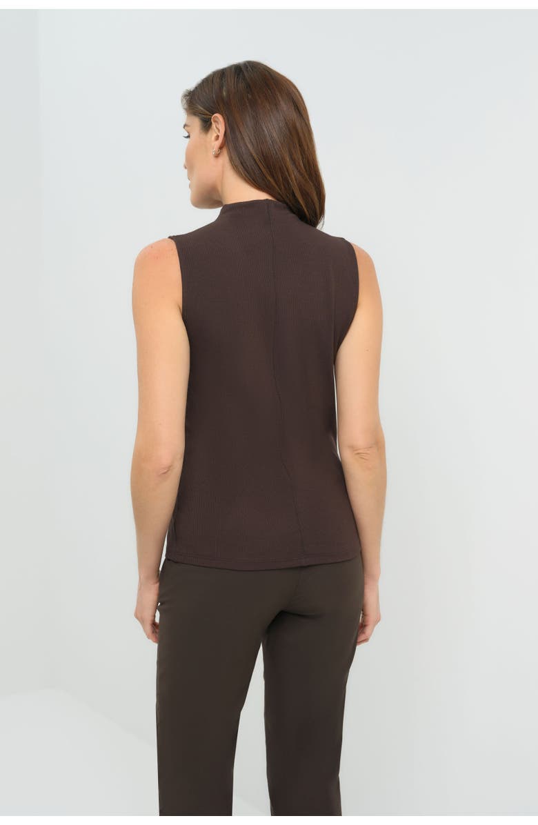 Anatomie Siobhan Sleeveless High Neck Pima Rib Top, Alternate, color, Espresso