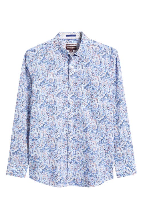 Johnston & Murphy Large Mosaic Print Button-up Shirt In Blue Multi